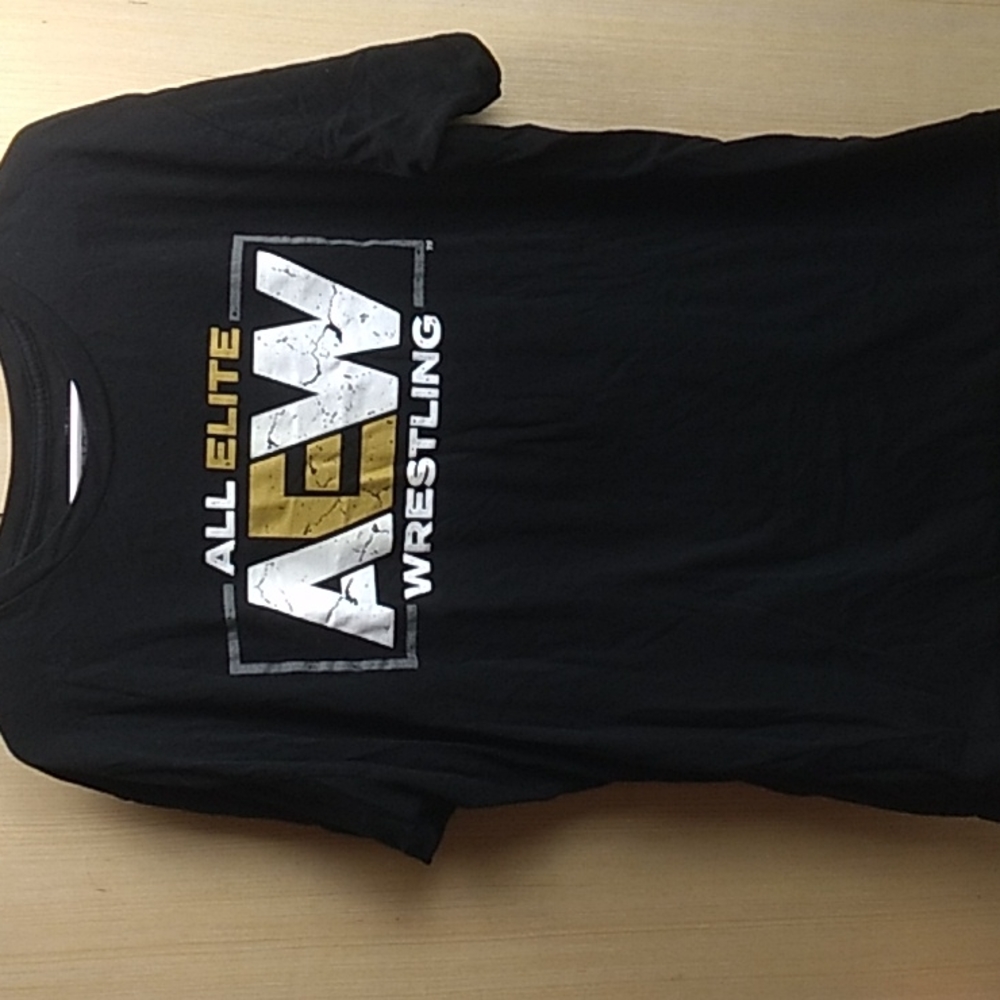 All Elite Wrestling AEW Men's XL Black, White, Gray & Gold 100% Cotton